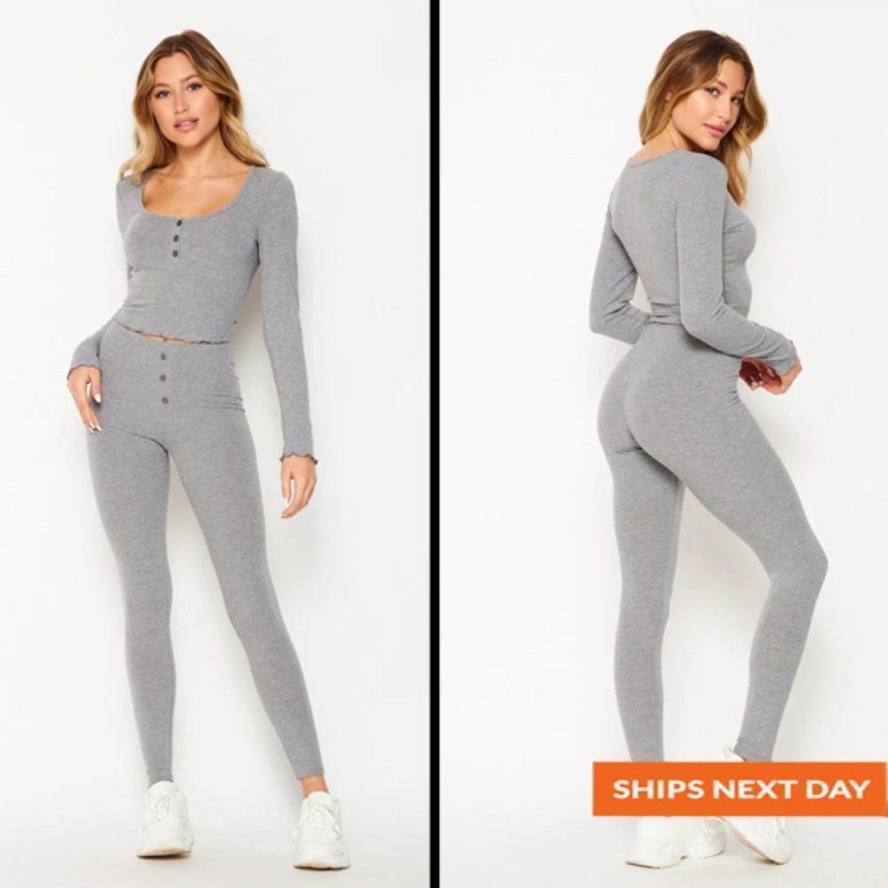 Lettuce Edge Long Sleeve Baby-Tee 2 Piece Set - Two Piece Set - Loungewear